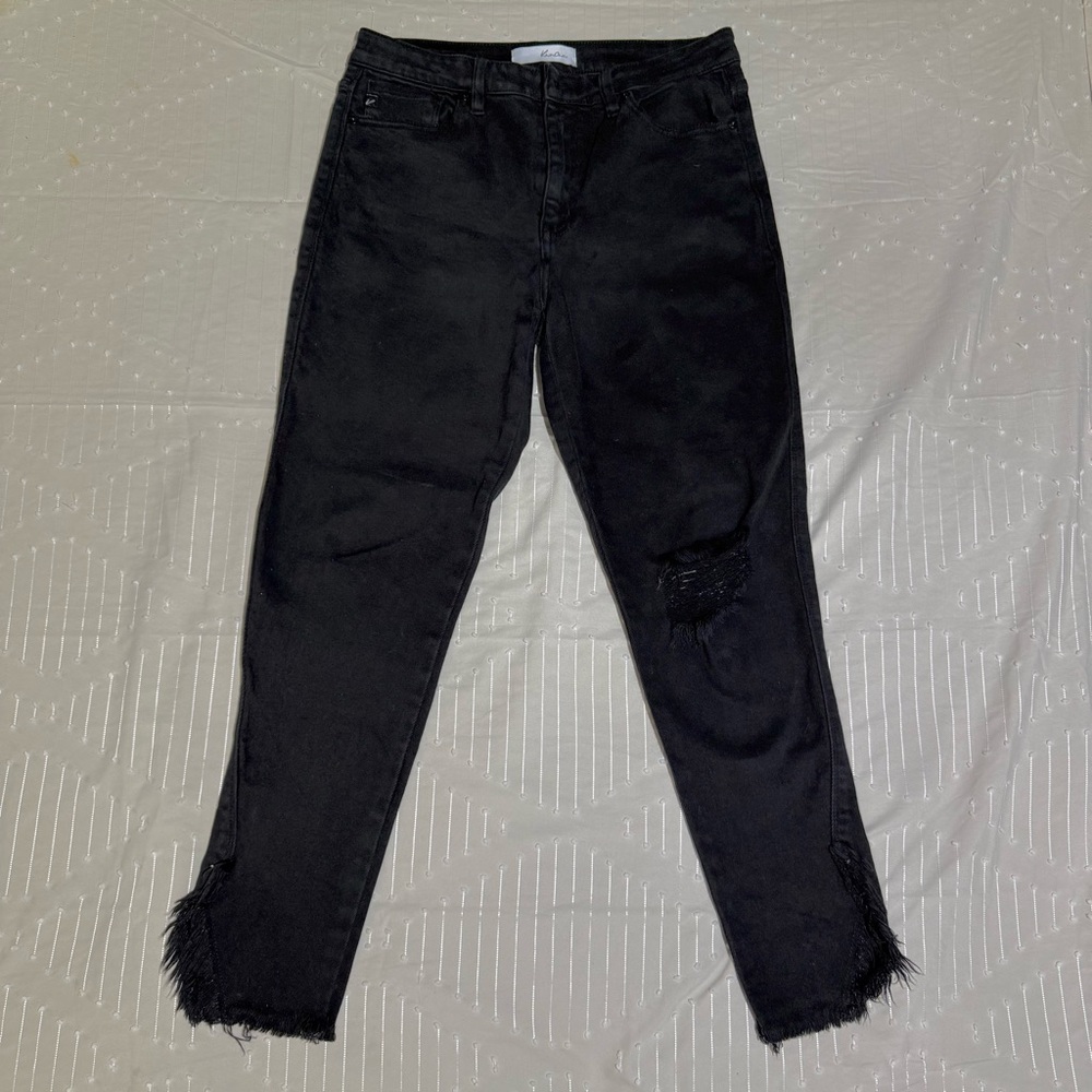 KanCan Black Distressed Skinny Jeans Raw Hem High Rise Size 29